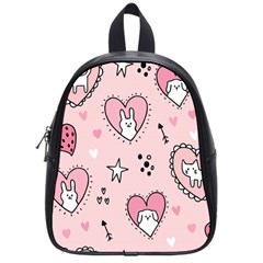 Cartoon Cute Valentines Day Doodle Heart Love Flower Seamless Pattern Vector School Bag (small) by Vaneshart