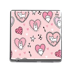 Cartoon Cute Valentines Day Doodle Heart Love Flower Seamless Pattern Vector Memory Card Reader (square 5 Slot) by Vaneshart