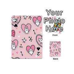 Cartoon Cute Valentines Day Doodle Heart Love Flower Seamless Pattern Vector Playing Cards 54 Designs (mini) by Vaneshart