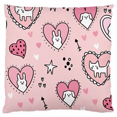 Cartoon Cute Valentines Day Doodle Heart Love Flower Seamless Pattern Vector Large Cushion Case (one Side) by Vaneshart