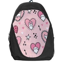 Cartoon Cute Valentines Day Doodle Heart Love Flower Seamless Pattern Vector Backpack Bag by Vaneshart