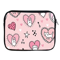 Cartoon Cute Valentines Day Doodle Heart Love Flower Seamless Pattern Vector Apple Ipad 2/3/4 Zipper Cases by Vaneshart