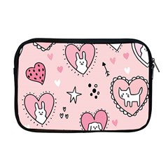 Cartoon Cute Valentines Day Doodle Heart Love Flower Seamless Pattern Vector Apple Macbook Pro 17  Zipper Case by Vaneshart