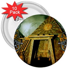 Awesome Steampunk Pyramid In The Night 3  Buttons (10 Pack)  by FantasyWorld7