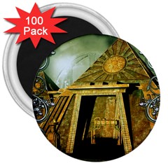 Awesome Steampunk Pyramid In The Night 3  Magnets (100 Pack)