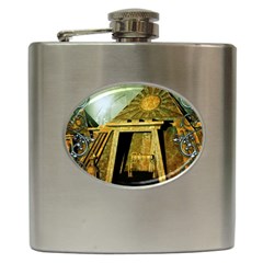 Awesome Steampunk Pyramid In The Night Hip Flask (6 Oz) by FantasyWorld7