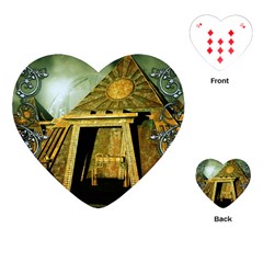 Awesome Steampunk Pyramid In The Night Playing Cards Single Design (heart) by FantasyWorld7