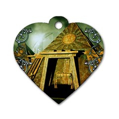 Awesome Steampunk Pyramid In The Night Dog Tag Heart (one Side) by FantasyWorld7