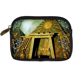 Awesome Steampunk Pyramid In The Night Digital Camera Leather Case by FantasyWorld7