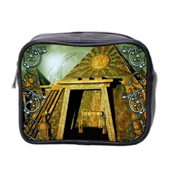 Awesome Steampunk Pyramid In The Night Mini Toiletries Bag (two Sides) by FantasyWorld7