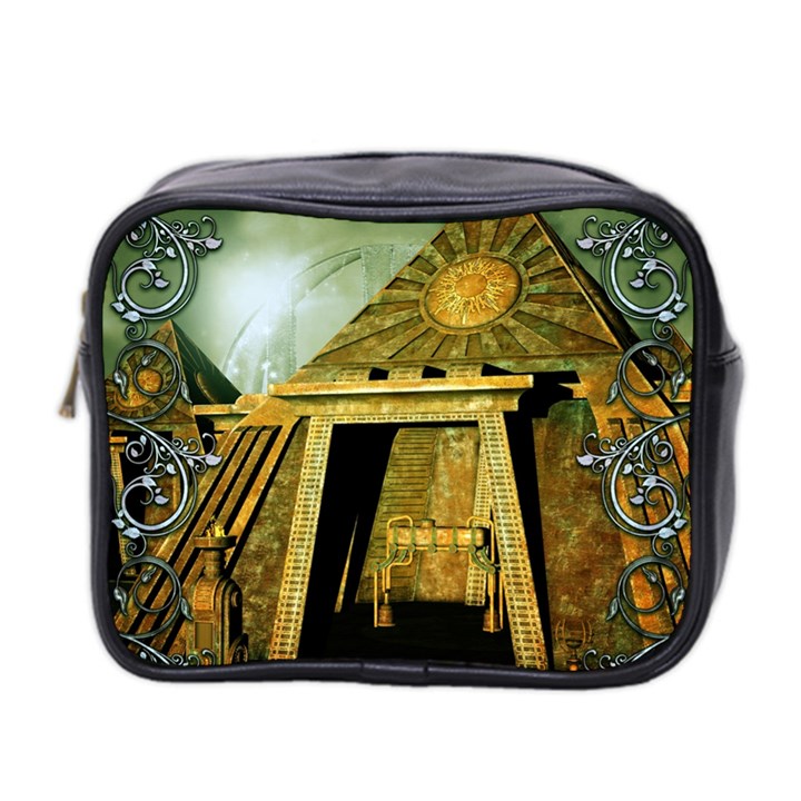 Awesome Steampunk Pyramid In The Night Mini Toiletries Bag (Two Sides)