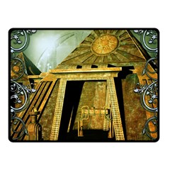 Awesome Steampunk Pyramid In The Night Fleece Blanket (small) by FantasyWorld7