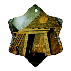 Awesome Steampunk Pyramid In The Night Snowflake Ornament (two Sides) by FantasyWorld7