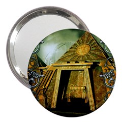 Awesome Steampunk Pyramid In The Night 3  Handbag Mirrors