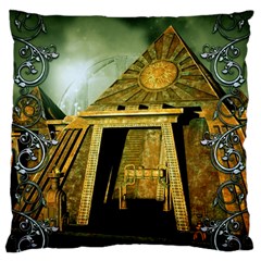 Awesome Steampunk Pyramid In The Night Large Flano Cushion Case (two Sides) by FantasyWorld7