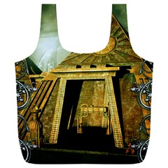 Awesome Steampunk Pyramid In The Night Full Print Recycle Bag (xxl) by FantasyWorld7