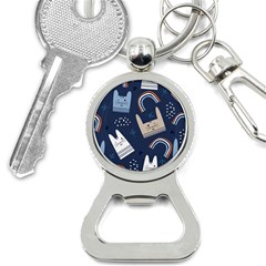 Colorful Cute Cats Seamless Pattern Bottle Opener Key Chain