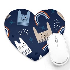 Colorful Cute Cats Seamless Pattern Heart Mousepads