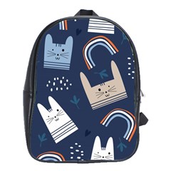 Colorful Cute Cats Seamless Pattern School Bag (Large)