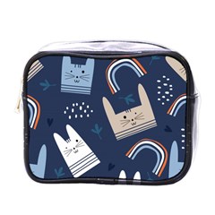 Colorful Cute Cats Seamless Pattern Mini Toiletries Bag (One Side)