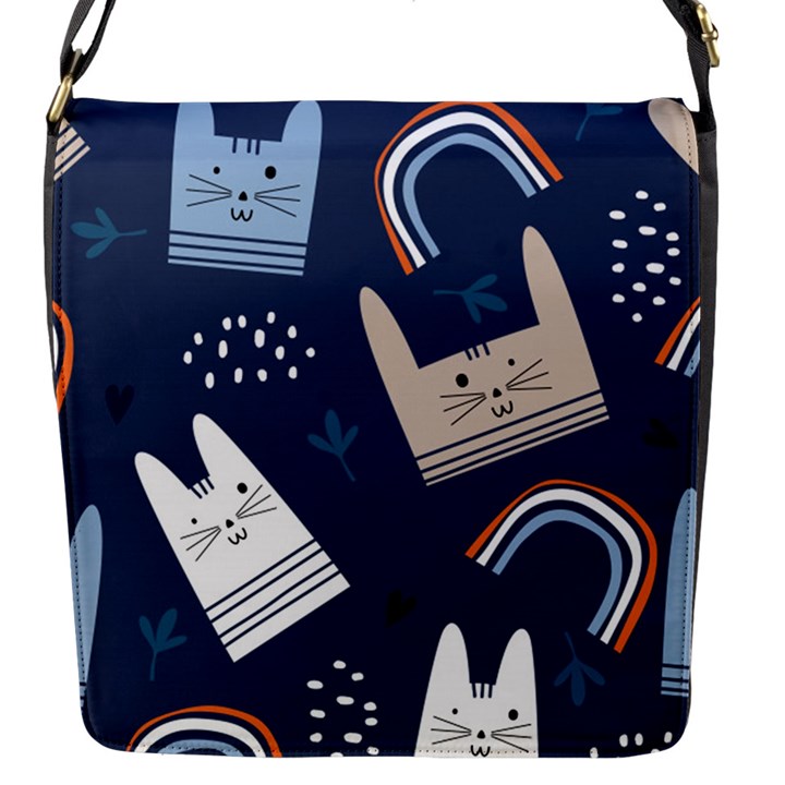 Colorful Cute Cats Seamless Pattern Flap Closure Messenger Bag (S)