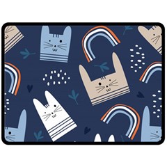 Colorful Cute Cats Seamless Pattern Double Sided Fleece Blanket (Large) 