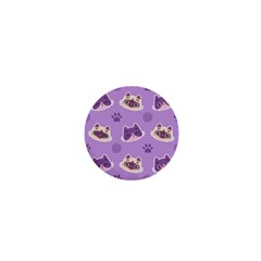 Cute Colorful Cat Kitten With Paw Yarn Ball Seamless Pattern 1  Mini Buttons by Vaneshart