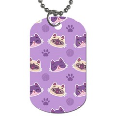 Cute Colorful Cat Kitten With Paw Yarn Ball Seamless Pattern Dog Tag (one Side) by Vaneshart