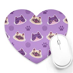 Cute Colorful Cat Kitten With Paw Yarn Ball Seamless Pattern Heart Mousepads by Vaneshart