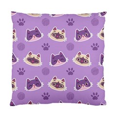 Cute Colorful Cat Kitten With Paw Yarn Ball Seamless Pattern Standard Cushion Case (one Side) by Vaneshart