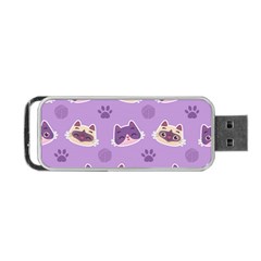 Cute Colorful Cat Kitten With Paw Yarn Ball Seamless Pattern Portable Usb Flash (one Side) by Vaneshart