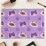 Cute Colorful Cat Kitten With Paw Yarn Ball Seamless Pattern Cosmetic Bag (XXL) Front