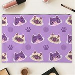 Cute Colorful Cat Kitten With Paw Yarn Ball Seamless Pattern Cosmetic Bag (XXL) Back