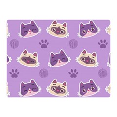 Cute Colorful Cat Kitten With Paw Yarn Ball Seamless Pattern Double Sided Flano Blanket (mini)  by Vaneshart