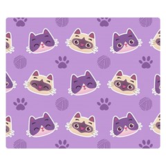 Cute Colorful Cat Kitten With Paw Yarn Ball Seamless Pattern Double Sided Flano Blanket (small)  by Vaneshart