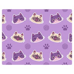 Cute Colorful Cat Kitten With Paw Yarn Ball Seamless Pattern Double Sided Flano Blanket (medium)  by Vaneshart