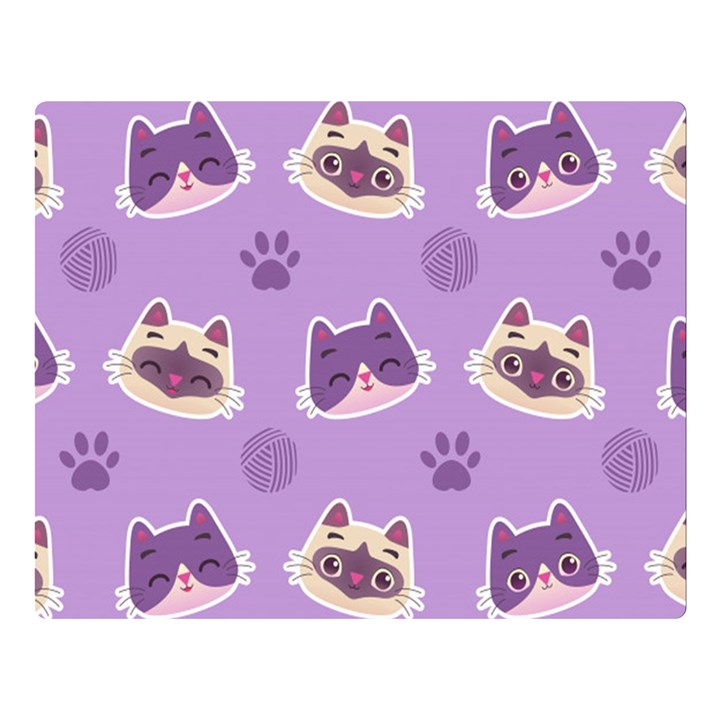 Cute Colorful Cat Kitten With Paw Yarn Ball Seamless Pattern Double Sided Flano Blanket (Large) 