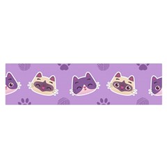 Cute Colorful Cat Kitten With Paw Yarn Ball Seamless Pattern Satin Scarf (oblong) by Vaneshart