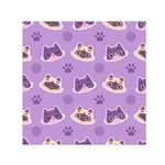 Cute Colorful Cat Kitten With Paw Yarn Ball Seamless Pattern Small Satin Scarf (Square) Front