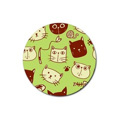 Cute Hand Drawn Cat Seamless Pattern Rubber Round Coaster (4 Pack)  by Vaneshart