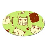 Cute Hand Drawn Cat Seamless Pattern Oval Magnet Front