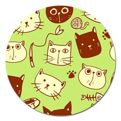 Cute Hand Drawn Cat Seamless Pattern Magnet 5  (round) by Vaneshart