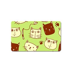 Cute Hand Drawn Cat Seamless Pattern Magnet (name Card) by Vaneshart