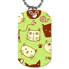 Cute Hand Drawn Cat Seamless Pattern Dog Tag (two Sides) by Vaneshart