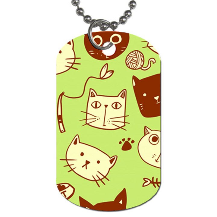 Cute Hand Drawn Cat Seamless Pattern Dog Tag (Two Sides)