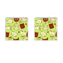 Cute Hand Drawn Cat Seamless Pattern Cufflinks (square) by Vaneshart