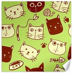 Cute Hand Drawn Cat Seamless Pattern Canvas 16  X 16  by Vaneshart