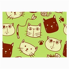 Cute Hand Drawn Cat Seamless Pattern Large Glasses Cloth by Vaneshart