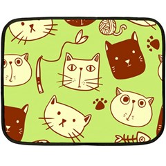 Cute Hand Drawn Cat Seamless Pattern Fleece Blanket (mini) by Vaneshart