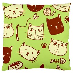 Cute Hand Drawn Cat Seamless Pattern Large Cushion Case (one Side) by Vaneshart